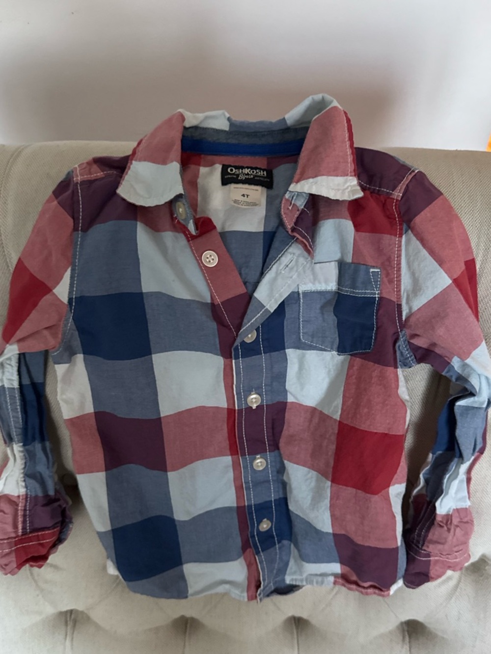 OshKosh B'gosh Red, Blue & White Plaid Button-Down Shirt